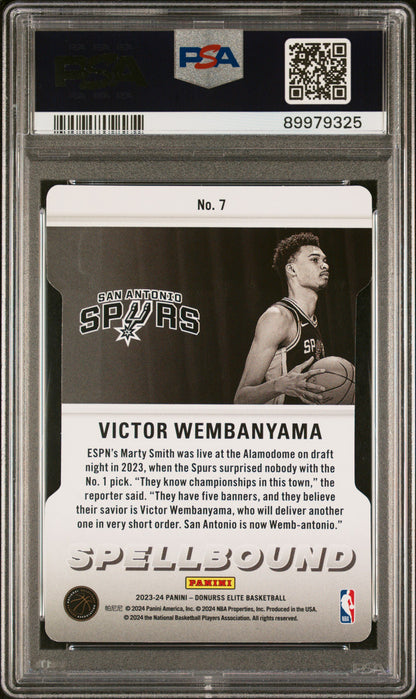 Graded 2023 Panini Donruss Elite Victor Wembanyama #7 Spellbound Orange DC Rookie RC Basketball Card PSA 10 Gem Mint