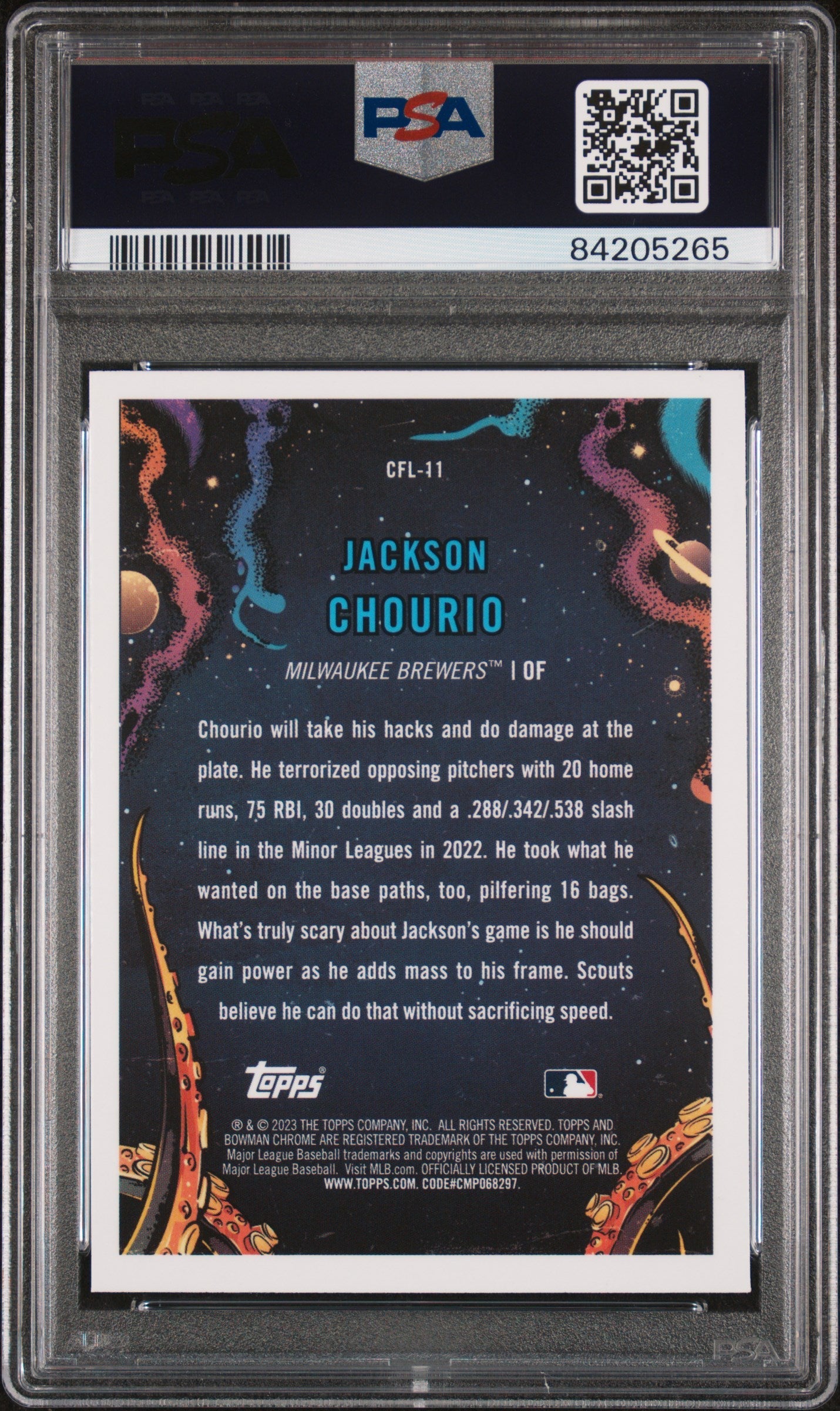 Graded 2023 Topps Bowman Chrome Jackson Chourio #CFL11 It Came For The League Rookie RC Baseball Card PSA 10 Gem Mint