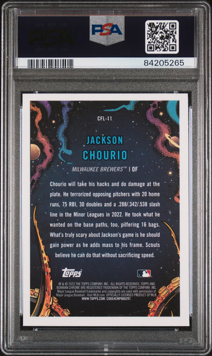 Graded 2023 Topps Bowman Chrome Jackson Chourio #CFL11 It Came For The League Rookie RC Baseball Card PSA 10 Gem Mint