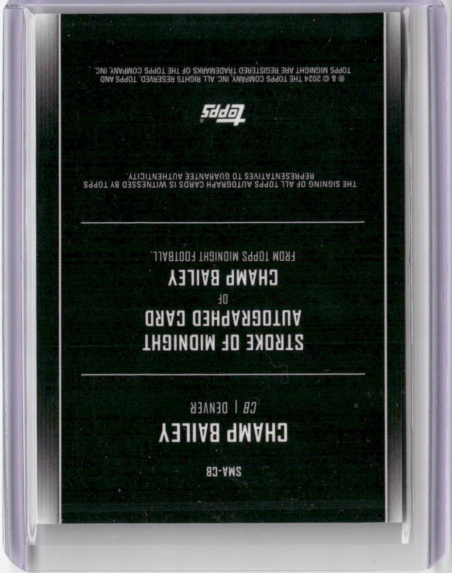 2024 Topps Midnight Stroke of Midnight Champ Bailey #SMA-CB Autograph Football Card