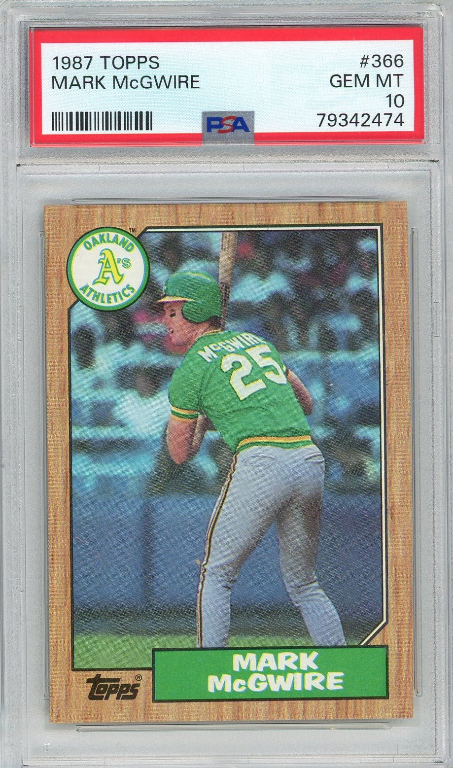 Graded 1987 Topps Mark McGwire #366 Rookie RC Baseball Card PSA 10 Gem Mint
