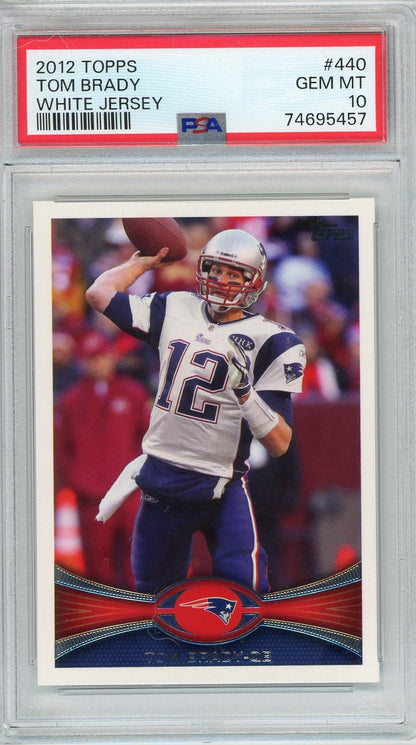 Graded 2012 Topps Tom Brady #440 White Jersey Football Card PSA 10 Gem Mint