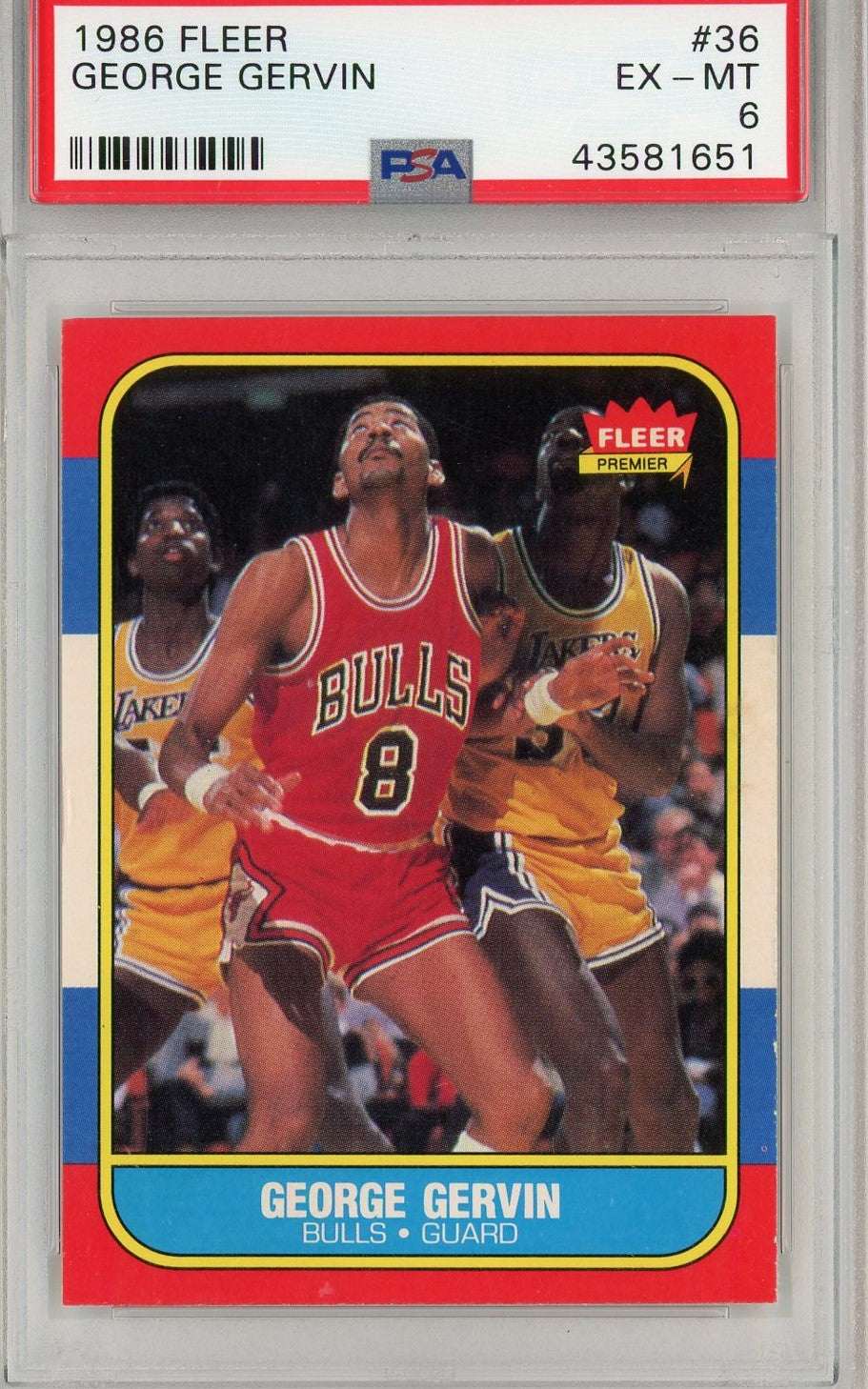Graded 1986 Fleer George Gervin #36 Basketball Card PSA 6 EX-MT