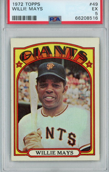 Graded 1972 Topps Willie Mays #49 Baseball Card PSA 5 Excellent