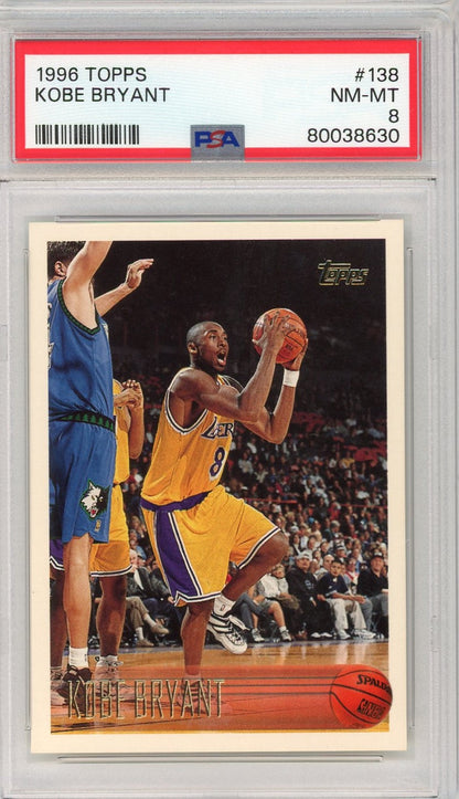 Graded 1996 Topps Kobe Bryant #138 Rookie RC Basketball Card PSA 8 Near Mint