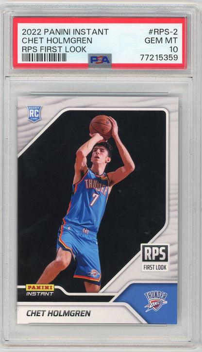 Graded 2022 Panini Instant Chet Holmgren #RPS-2 RPS First Look Rookie RC Basketball Card PSA 10 Gem Mint