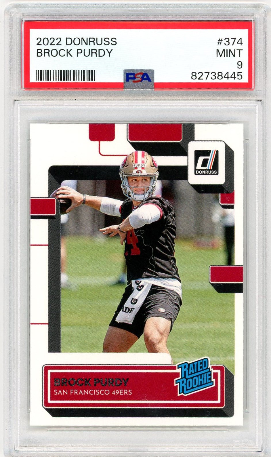 Graded 2022 Panini Donruss Brock Purdy #374 Rookie RC Football Card PSA 9 Mint