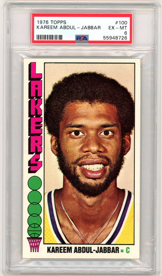 Graded 1976 Topps Kareem Abdul-Jabbar #100 Basketball Card PSA 6 Excellent-Mint