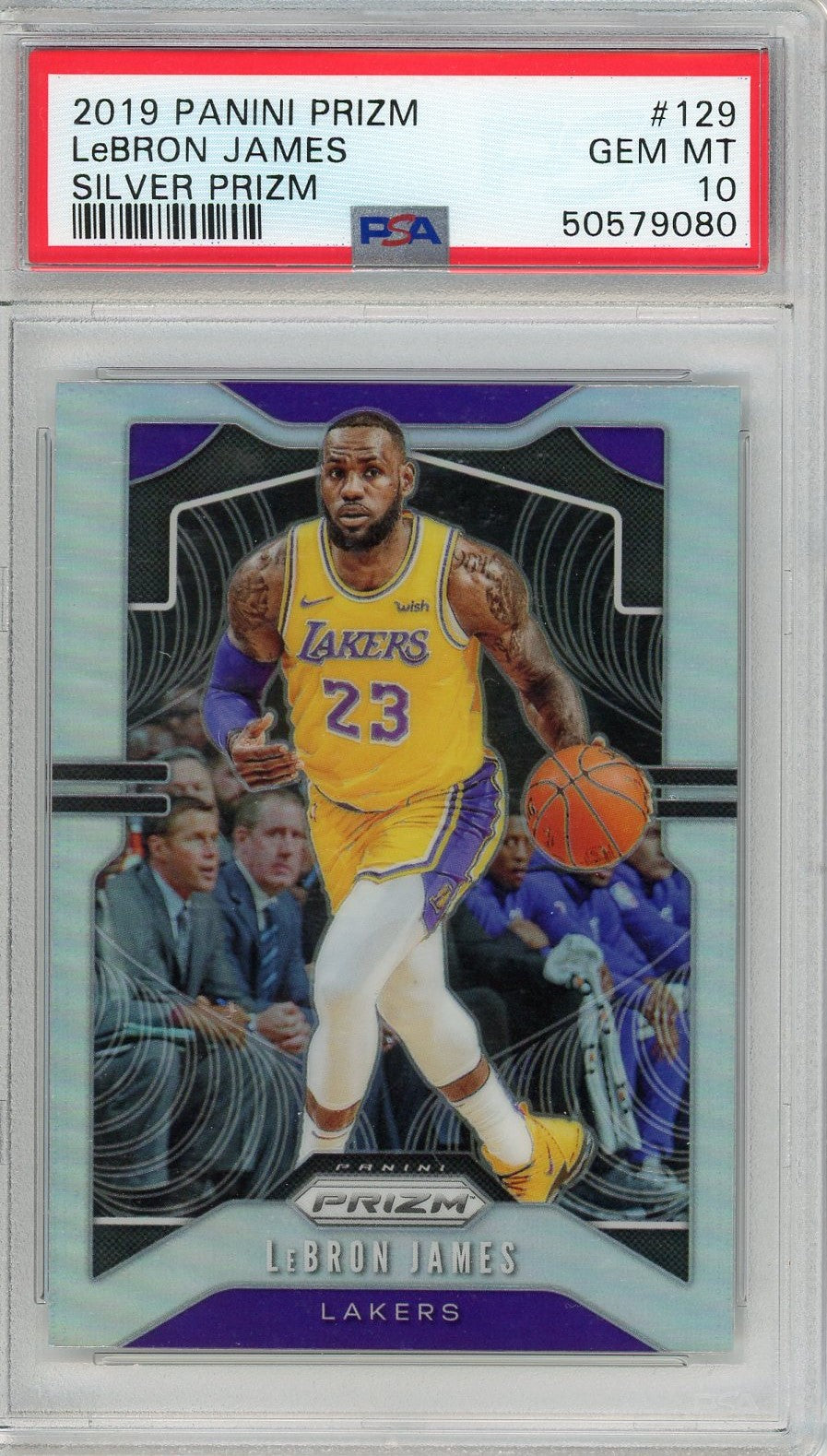 Graded 2019 Panini Prizm LeBron James #129 Silver Prizm Basketball Card PSA 10 Gem Mint
