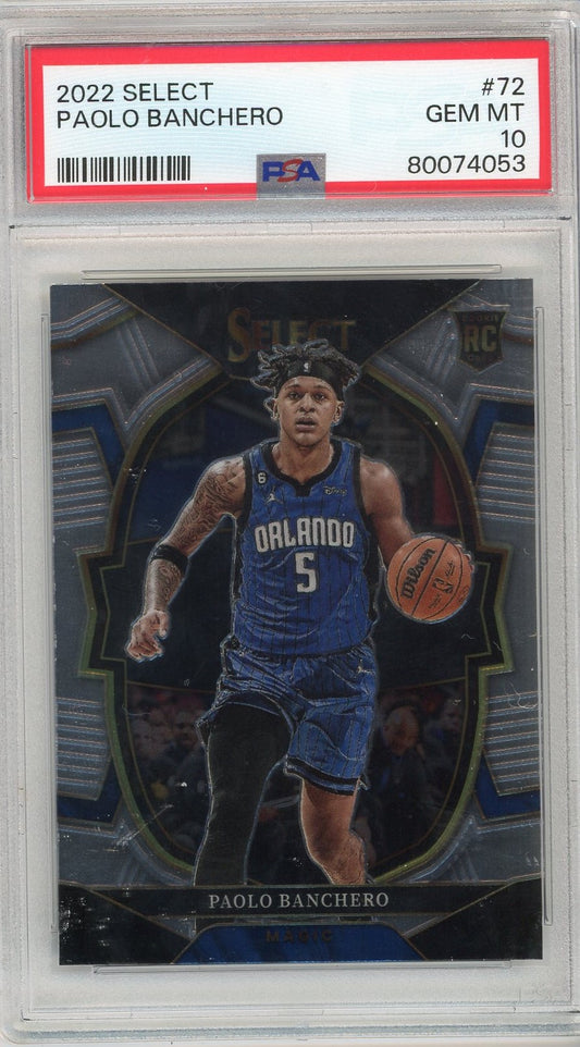 Graded 2022 Panini Select Paolo Banchero #72 Rookie RC Basketball Card PSA 10 Gem Mint