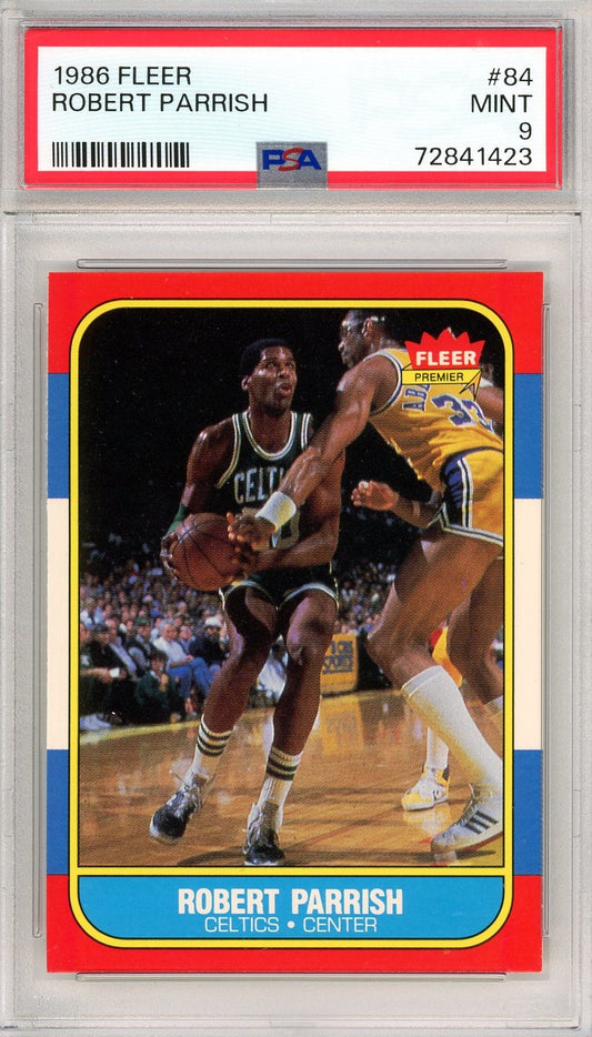 Graded 1986 Fleer Robert Parrish #84 Basketball Card PSA 9 Mint