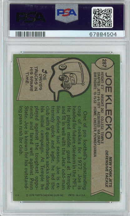 Graded 1978 Topps Joe Klecko #287 Rookie RC Football Card PSA 7 Near Mint