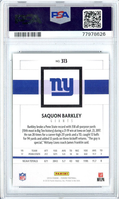 Graded 2018 Panini Saquon Barkley #313 Canvas Rookie RC Football Card PSA 10 Gem Mint