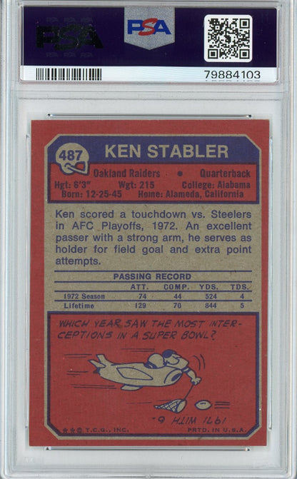 Graded 1973 Topps Ken Stabler #487 Football Card PSA 5 Excellent