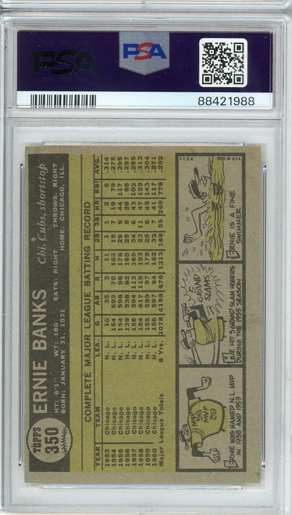 Graded 1961 Topps Ernie Banks #350 Baseball Card PSA 4 VG-EX