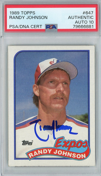 Graded 1989 Topps Randy Johnson #647 Rookie RC Baseball Card PSA 10 Auto Grade Gem Mint