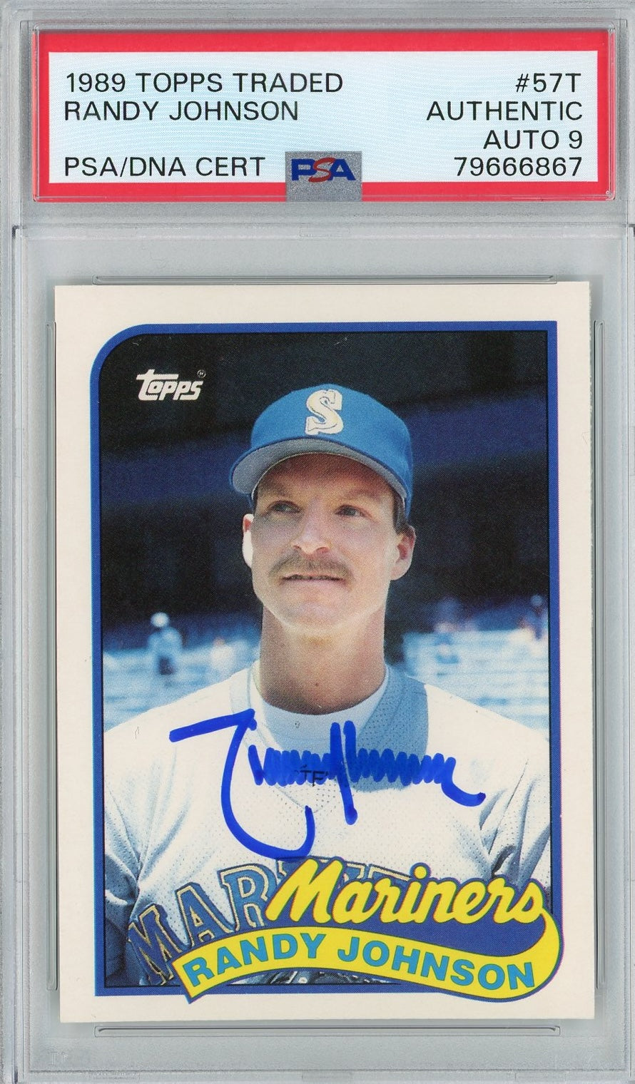 Graded 1989 Topps Traded Randy Johnson #57T Rookie RC Baseball Card PSA 9 Auto Grade Mint