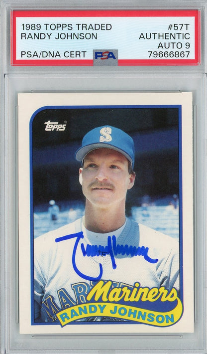Graded 1989 Topps Traded Randy Johnson #57T Rookie RC Baseball Card PSA 9 Auto Grade Mint