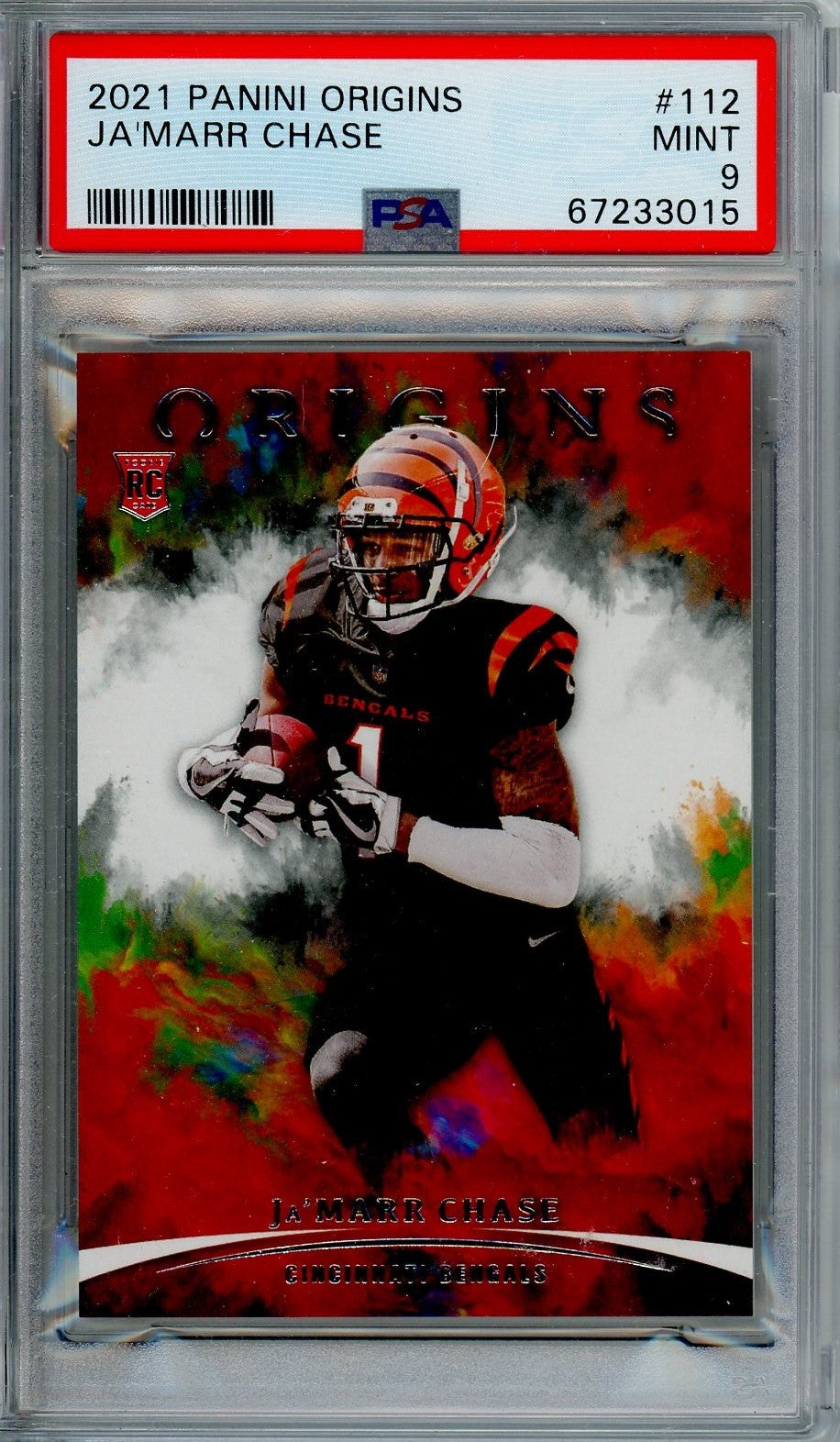 Graded 2021 Panini Origins Ja'Marr Chase #112 Rookie RC Football Card PSA 9 Mint