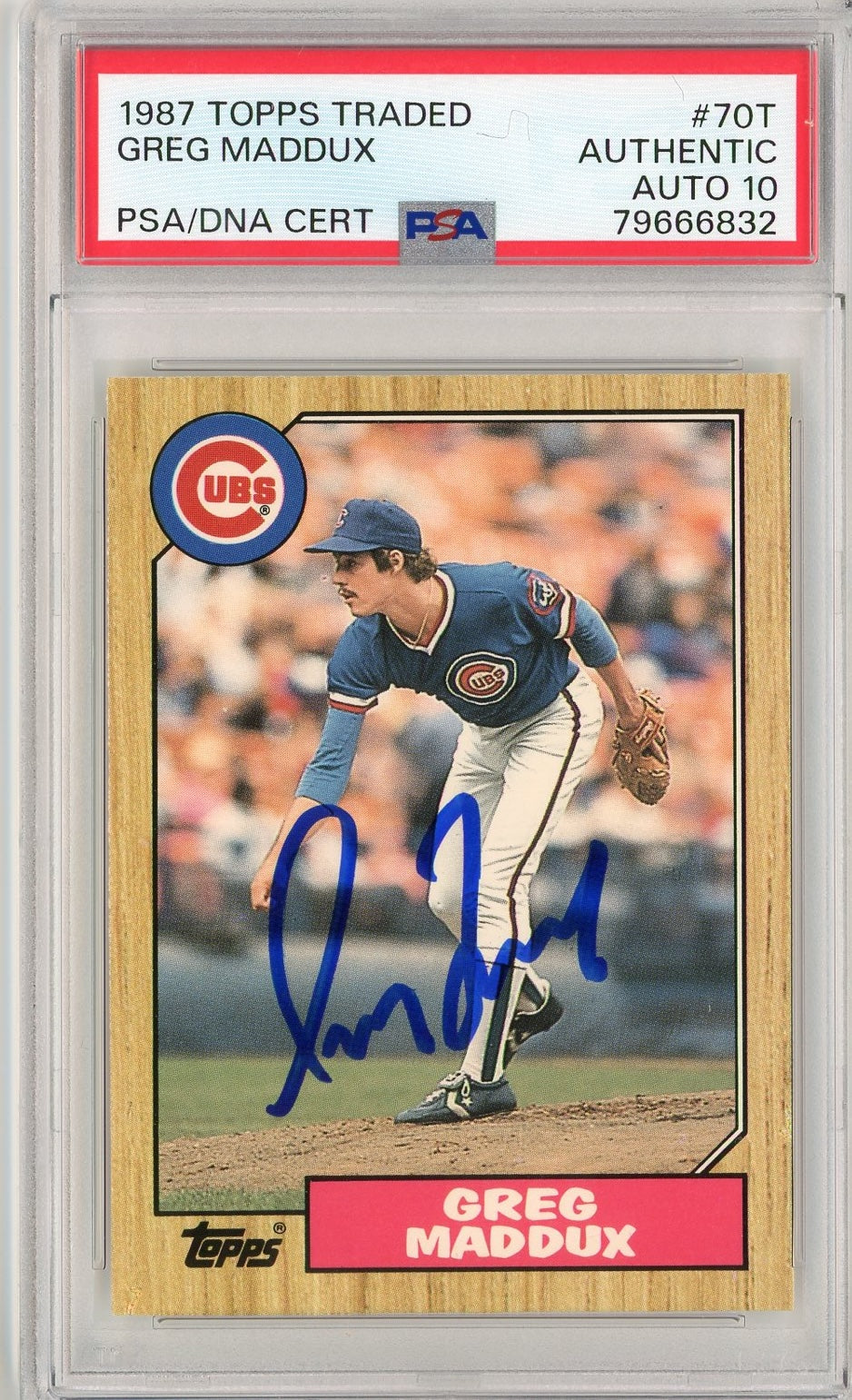 Graded 1987 Topps Traded Greg Maddux #70T Rookie RC Baseball Card PSA 10 Auto Grade Gem Mint