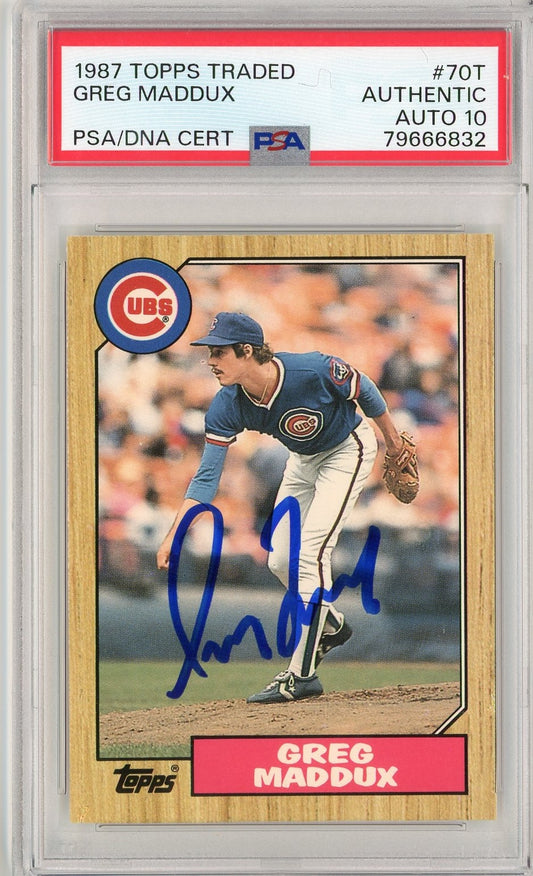 Graded 1987 Topps Traded Greg Maddux #70T Rookie RC Baseball Card PSA 10 Auto Grade Gem Mint