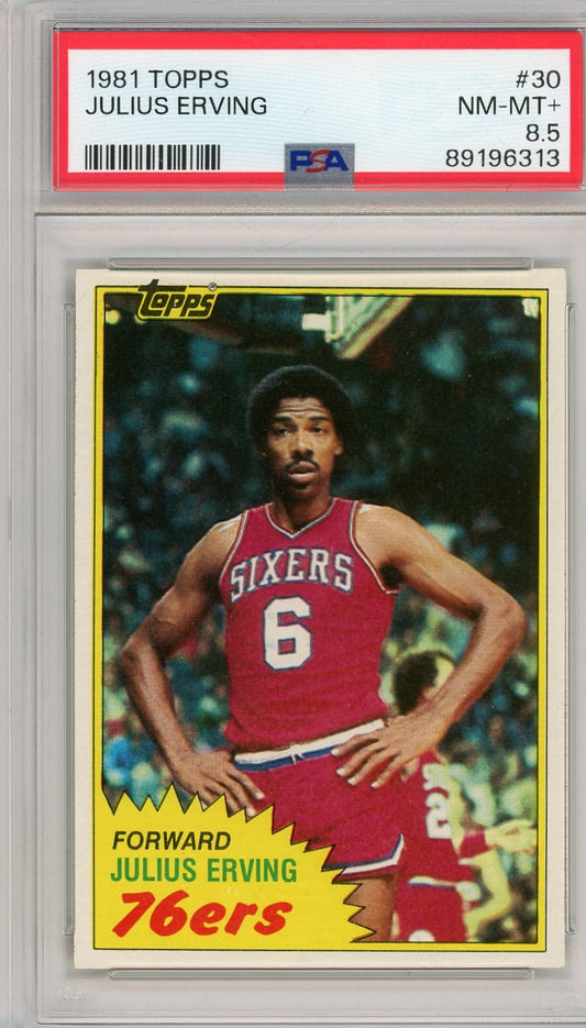 Graded 1981 Topps Julius Erving #30 Basketball Card PSA 8.5 NM-MT+