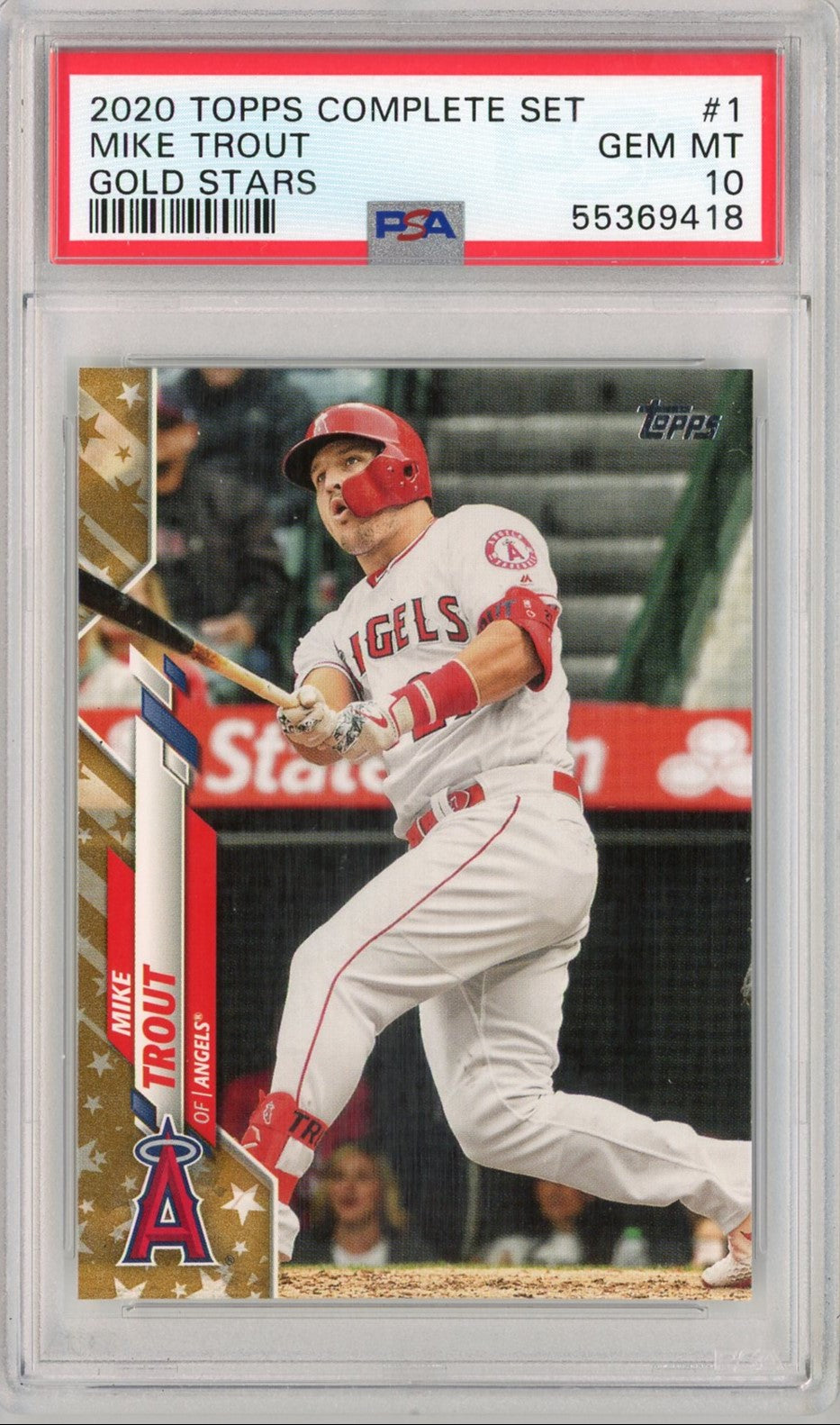 Graded 2020 Topps Complete Set Mike Trout #1 Gold Stars Baseball Card PSA 10 Gem Mint