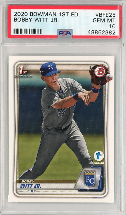 Graded 2020 Bowman 1st Edition Bobby Witt Jr #BFE25 Rookie RC Baseball Card PSA 10 Gem Mint