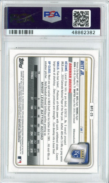 Graded 2020 Bowman 1st Edition Bobby Witt Jr #BFE25 Rookie RC Baseball Card PSA 10 Gem Mint