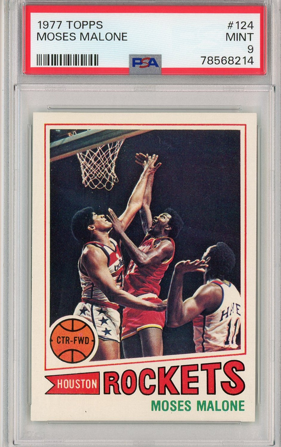 Graded 1977 Topps Moses Malone #124 Basketball Card PSA 9 Mint