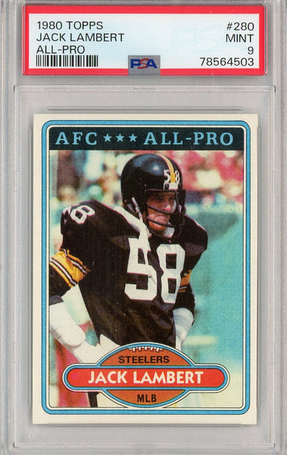 Graded 1980 Topps Jack Lambert #280 Football Card PSA 9 Mint