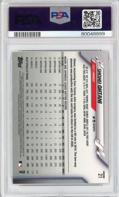 Graded 2020 Topps Chrome Shohei Ohtani #21 Baseball Card PSA 10 Gem Mint