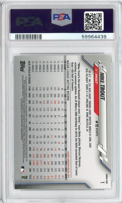 Graded 2020 Topps Mike Trout #1 Baseball Card PSA 10 Gem Mint