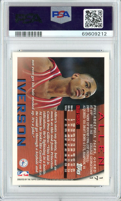 Graded 1996 Topps Allen Iverson #171 Rookie RC Basketball Card PSA 10 Gem Mint
