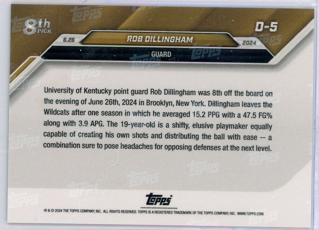 2024 Topps Now Rob Dillingham #D5 Purple #/25 Rookie RC Basketball Card