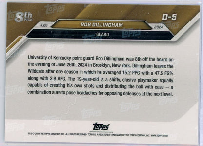 2024 Topps Now Rob Dillingham #D5 Purple #/25 Rookie RC Basketball Card