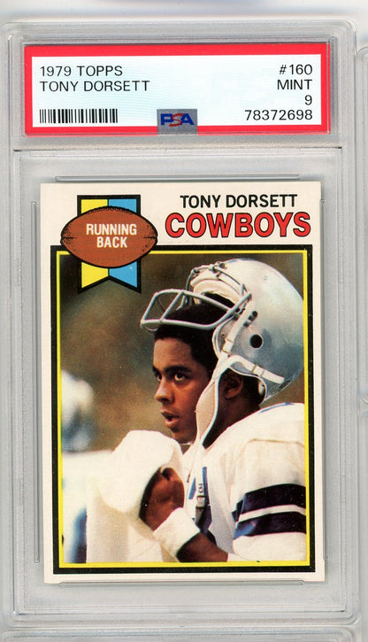 Graded 1979 Topps Tony Dorsett #160 2nd Year Football Card PSA 9 Mint