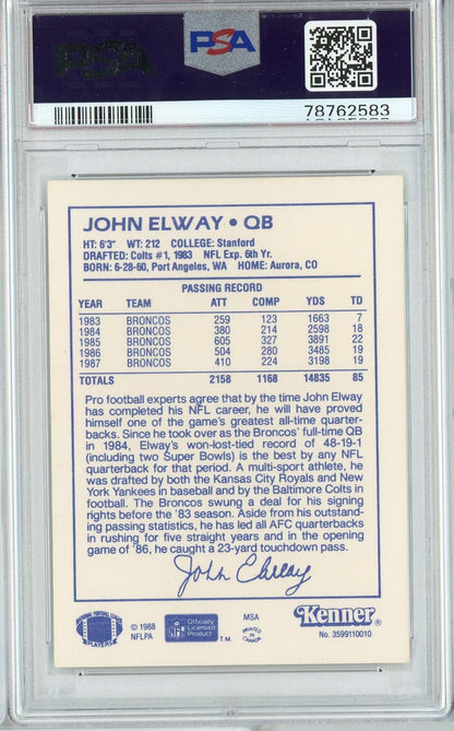 Graded 1988 Kenner Starting Lineup John Elway Football Card PSA 8 NM-MT