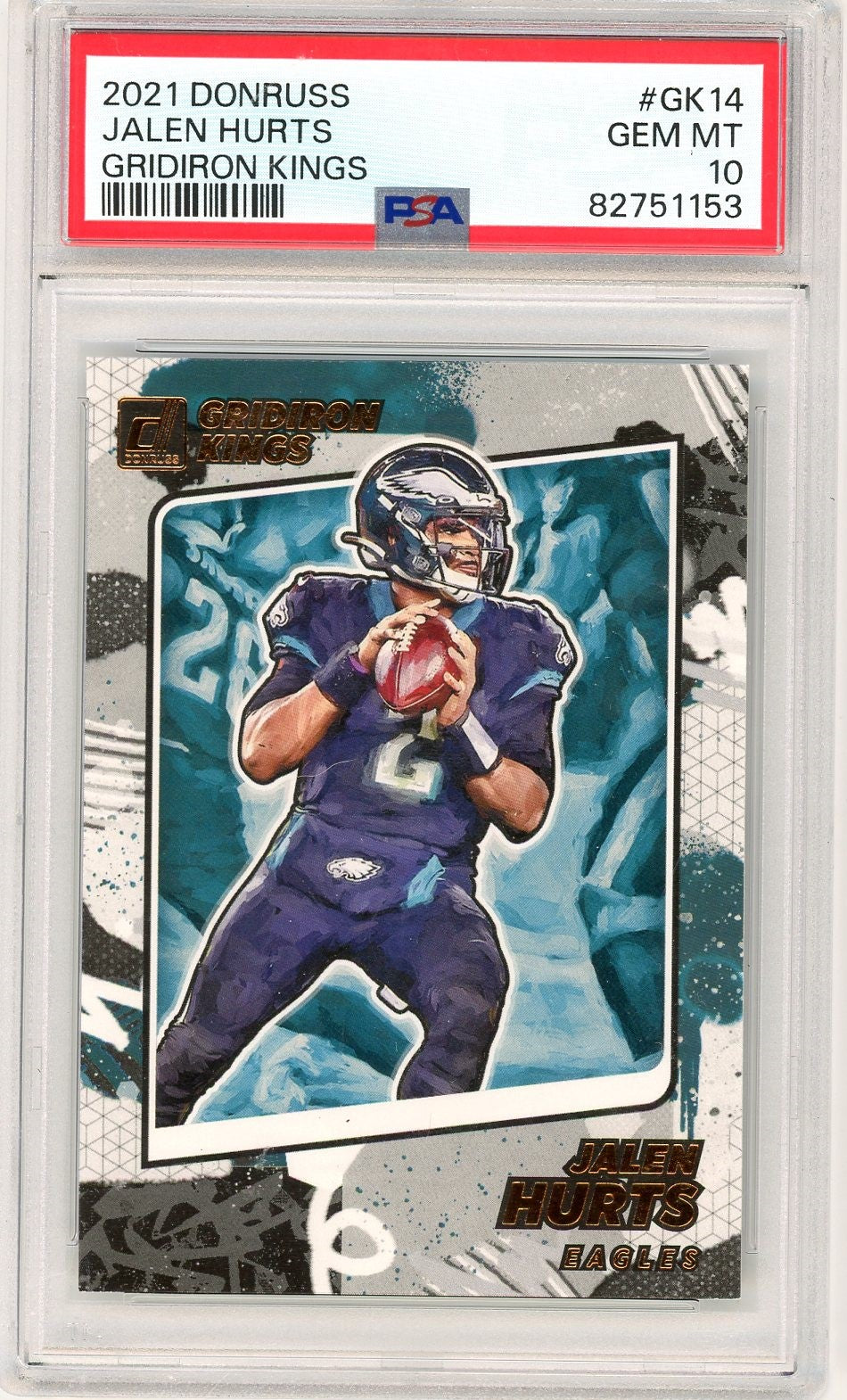 Graded 2021 Panini Donruss Jalen Hurts #GK14 Gridiron Kings Football Card PSA 10 Gem Mint