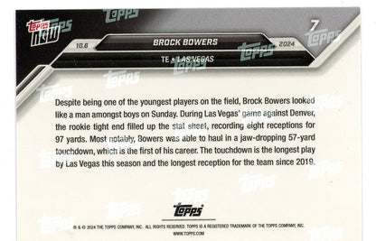 2024 Topps Now Brock Bowers #7 Orange #/5 Las Vegas Raiders Rookie RC Football Card