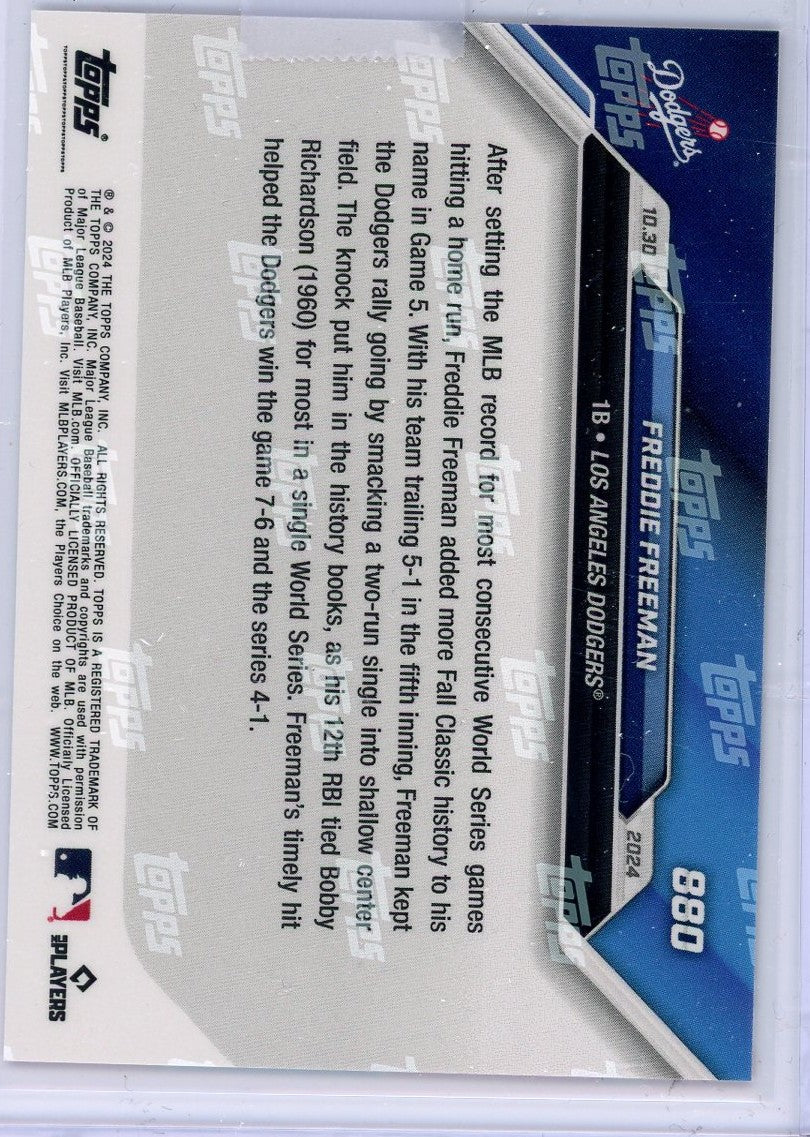 2024 Topps Now Freddie Freeman #880 Red /10 Los Angeles Dodgers Baseball Card