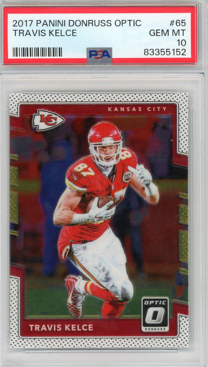 Graded 2017 Panini Donruss Optic Travis Kelce #65 Football Card PSA 10 Gem Mint