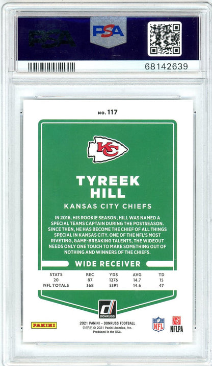 Graded 2021 Panini Donruss Tyreek Hill #117 Variation Football Card PSA 10 Gem Mint