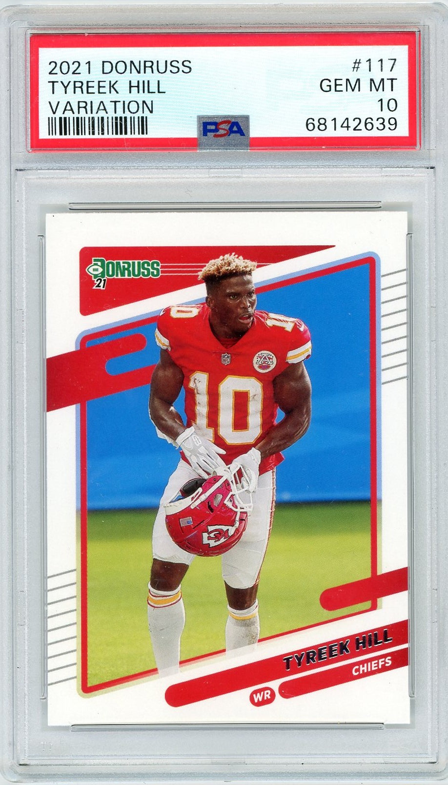 Graded 2021 Panini Donruss Tyreek Hill #117 Variation Football Card PSA 10 Gem Mint