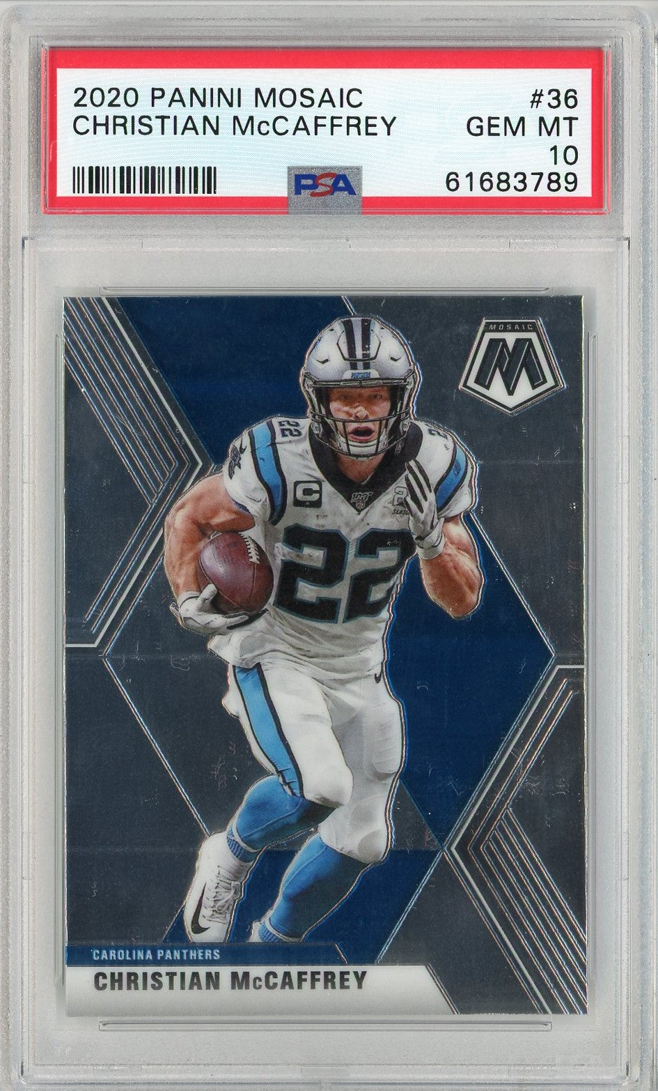 Graded 2020 Panini Mosaic Christian McCaffrey #36 Football Card PSA 10 Gem Mint