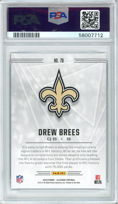 Graded 2020 Panini Illusions Drew Brees #78 Retail Football Card PSA 5 EX