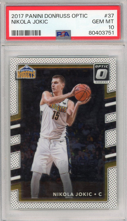 Graded 2017 Panini Donruss Optic Nikola Jokic #37 Basketball Card PSA 10 Gem Mint