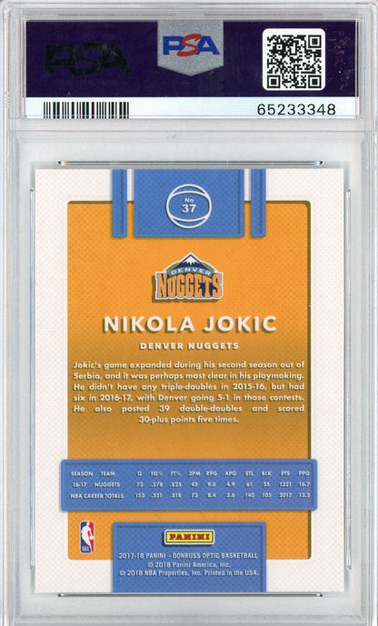 Graded 2017 Panini Donruss Optic Nikola Jokic #37 Basketball Card PSA 9 Mint