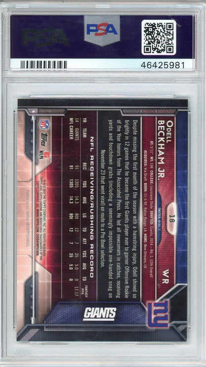 Graded 2015 Topps Chrome Odell Beckham Jr. #18 One Hand Catch Football Card PSA 10 Gem Mint