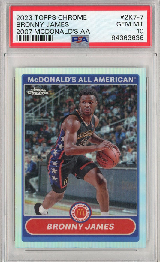 Graded 2023 Topps Chrome Bronny James #2K7-7 McDonalds AA Rookie RC Basketball Card PSA 10 Gem Mint